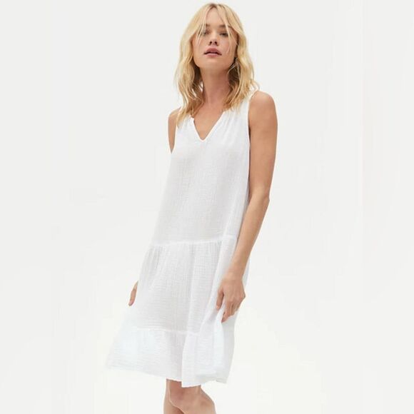 Michael Stars Scarlett Flounce Dress White M - Picture 1 of 8